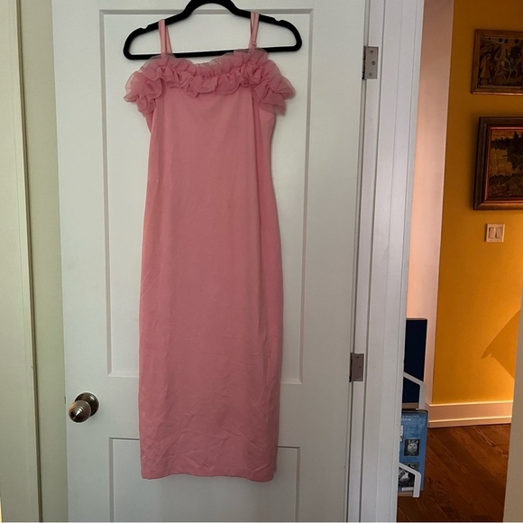 &Other Stories Pink Organza trimmed whimsical midi dress - Picture 3 of 10